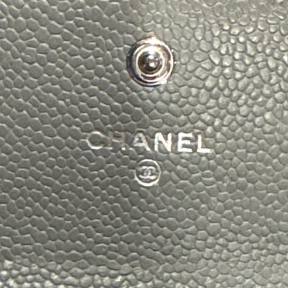 CHANEL Silver Chevron Boy L Gusset Flap Wallet